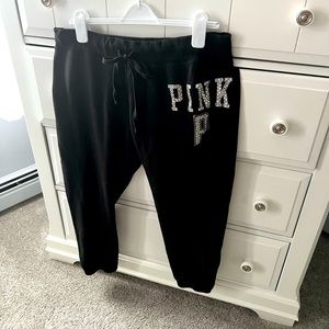 PINK by Victoria Secret Bling cropped joggers size Large